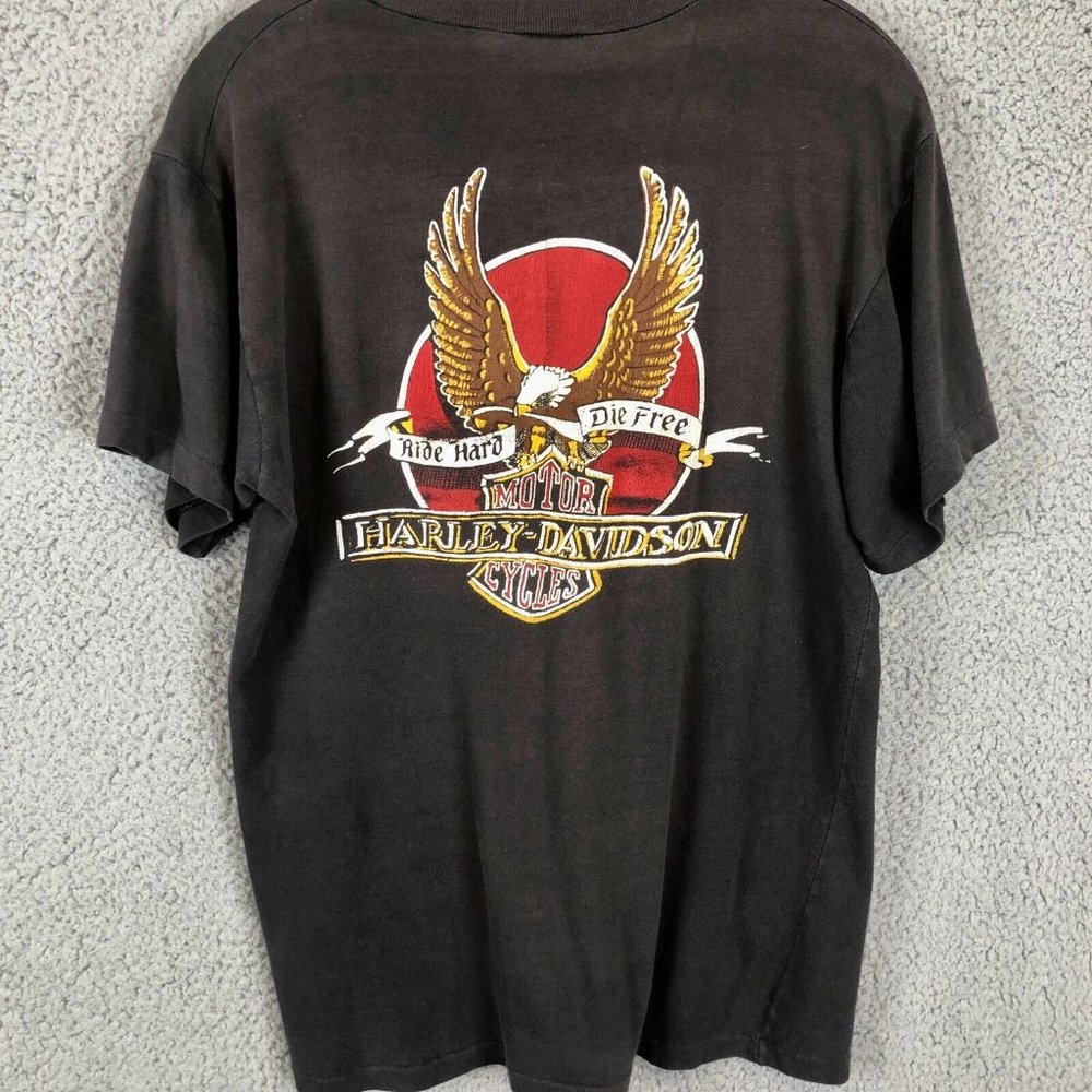 Vintage 70's HARLEY-DAVIDSON T Shirt Size Medium Ride Hard Die Free Motor Cycles